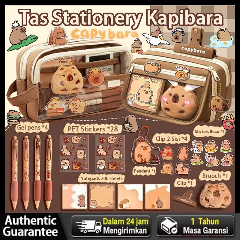 

✨COD✨ KEROH Kotak Pensil Korea Jumbo Kapibara Aesthetic Kapasitas Besar - Tas Pulpen Multi Sekat Desain Flip Cover Warna Pastel Minimalis, Perlengkapan Sekolah & Kantor + Hadiah Gratis