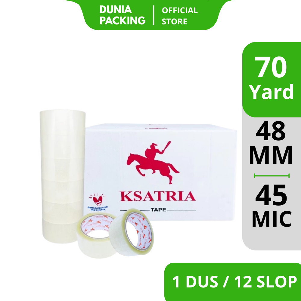 

Lakban OPP Tape / Lakban Bening KSATRIA Tape 70 Yard (1 Dus)