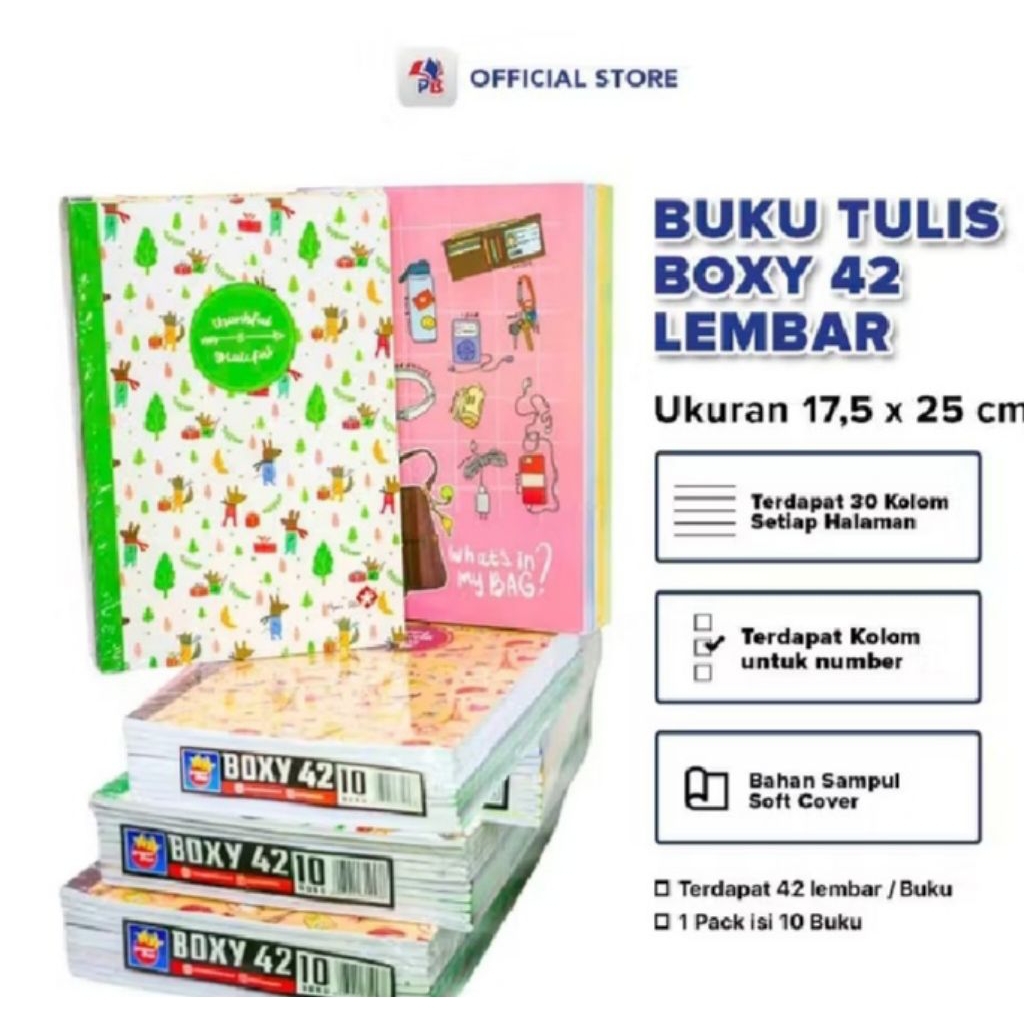 

buku tulips boxi 42 lembar ukuran 17,5x25 cm 1pack isi 10 buku