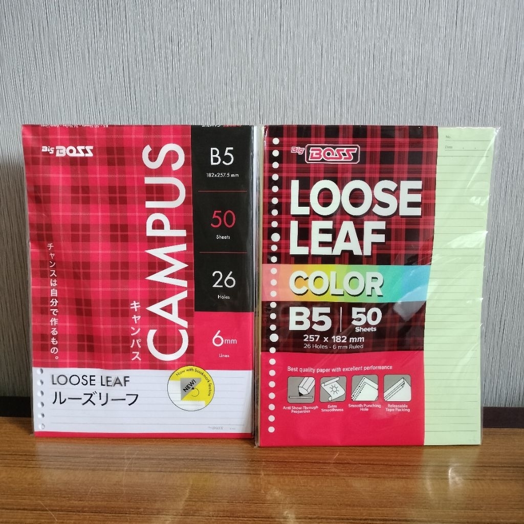 

Loose Leaf Big Boss B5 isi 50 lembar Bergaris, 26 lubang / Kertas Binder ( per 1 bungkus)