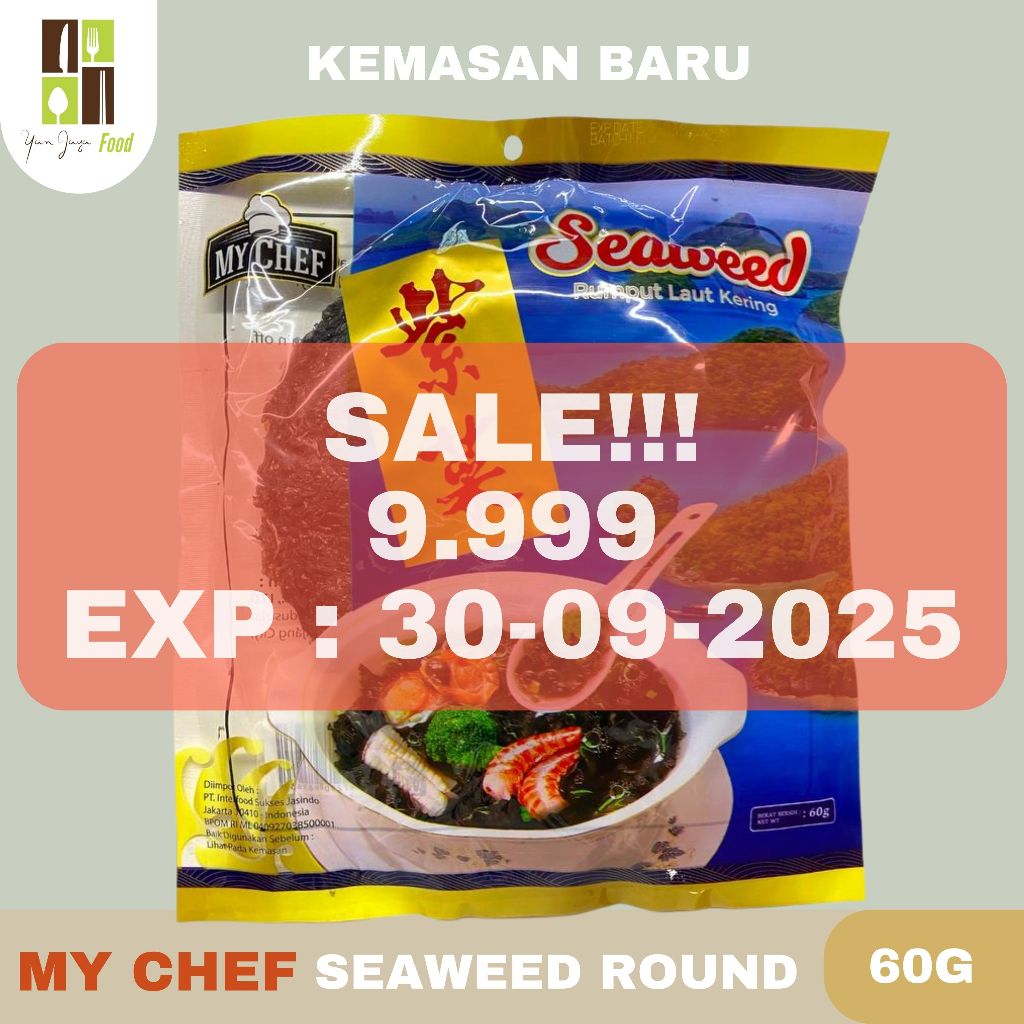 

PROMO !!! EXP 30-09-2025 My Chef Dried Seaweed Round / Rumput Laut Kering / Rumput Laut Bulat / Ci Cai / Zi Chai / Cijai Kemasan 60G