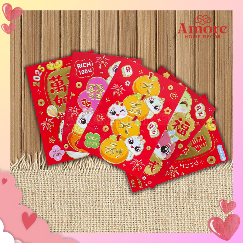 

6PCS ANGPAO IMLEK SINCIA 2025/ ANGPAU MEDIUM ULAR /AMPLOP UANG KIONG HI KONG SI MURAH SHIO LUCU CHINESE NEW YEAR TAHUN BARU / UANG UCAPAN GONG XI FA CAI