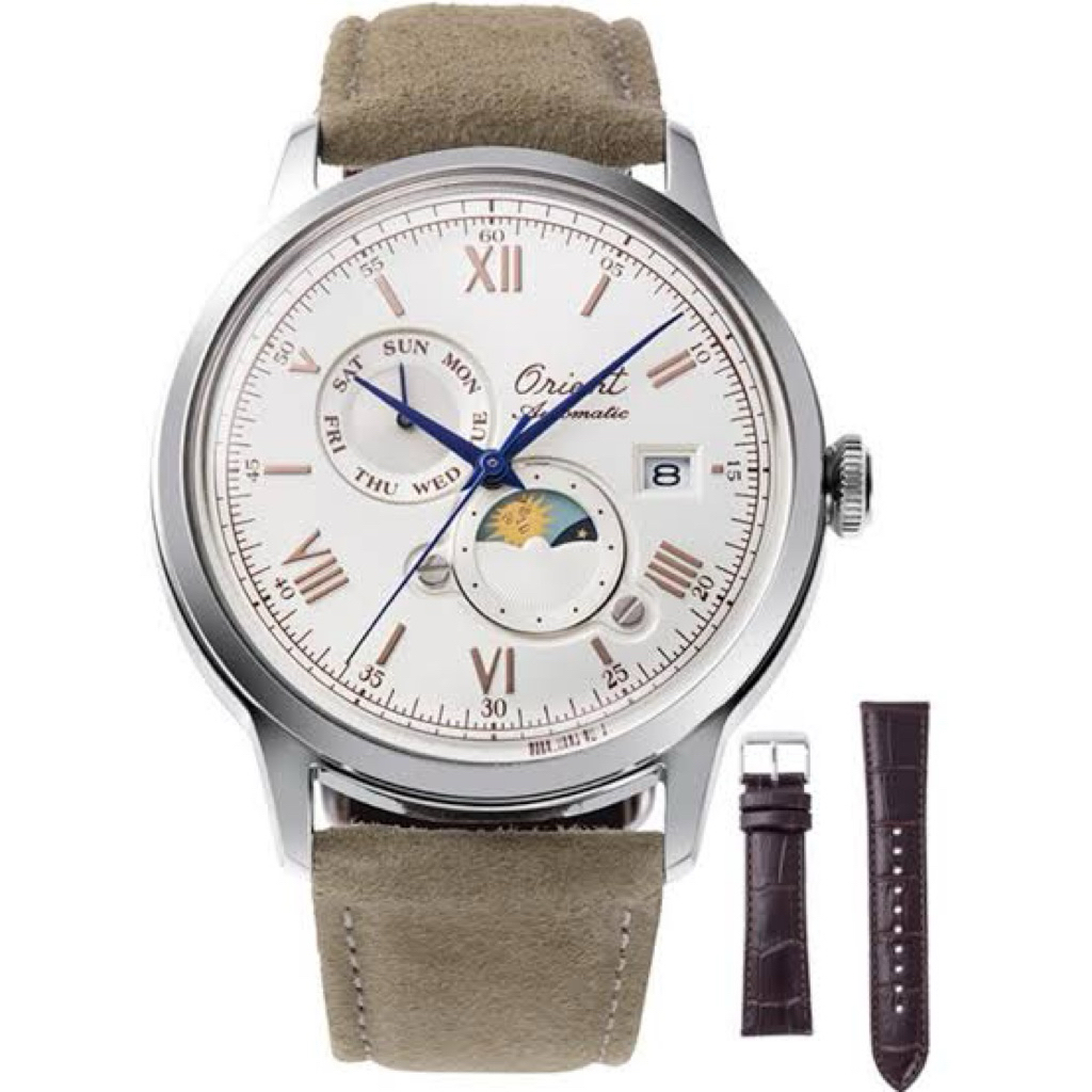 Original 100% Jam Tangan Pria Orient RA-AK0808S30B Bambino Sun & Moon Automatic 75th Anniversary Lim