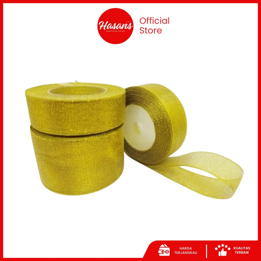 

[1 Slop] Pita Emas / Gold Ribbon / Pita Metalik Emas / Pita Glitter Emas / Pita Kado Emas / Pita Mas