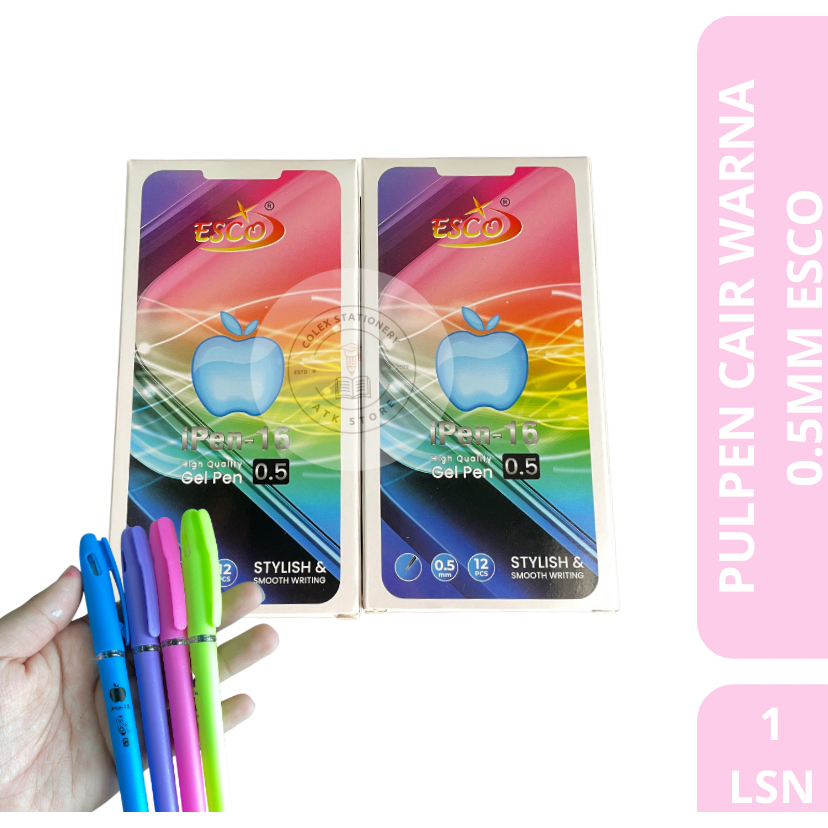 

[1 LUSIN] Pulpen / Pulpen Cair iPen Iphone 16 Warna Hitam Tebal 0.5mm Isi 12 pcs Esco