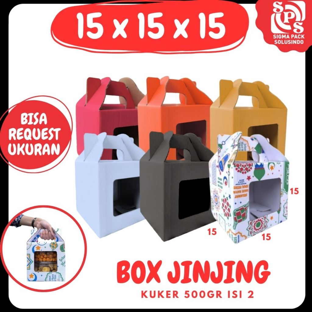 

Box 15x15x15 Jinjing (KUKER TOPLES 500gr Isi 2) Gable Box Kardus Kue Kering / Idul Fitri /Hampers / Lebaran / Gable Box Polos/Motif