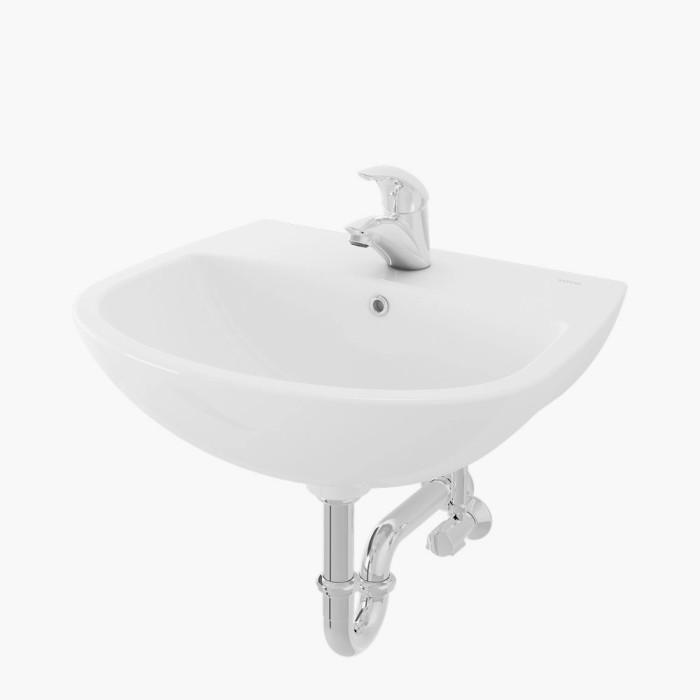 Wastafel Toto LW 247 CJ / LW247CJ Full Set Kran Dingin TX109KEA