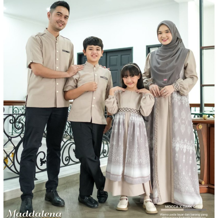 Sarimbit Maddalena Series Baju Couple Pasangan Warna Mocca X Drak Grey by Isa Hijab