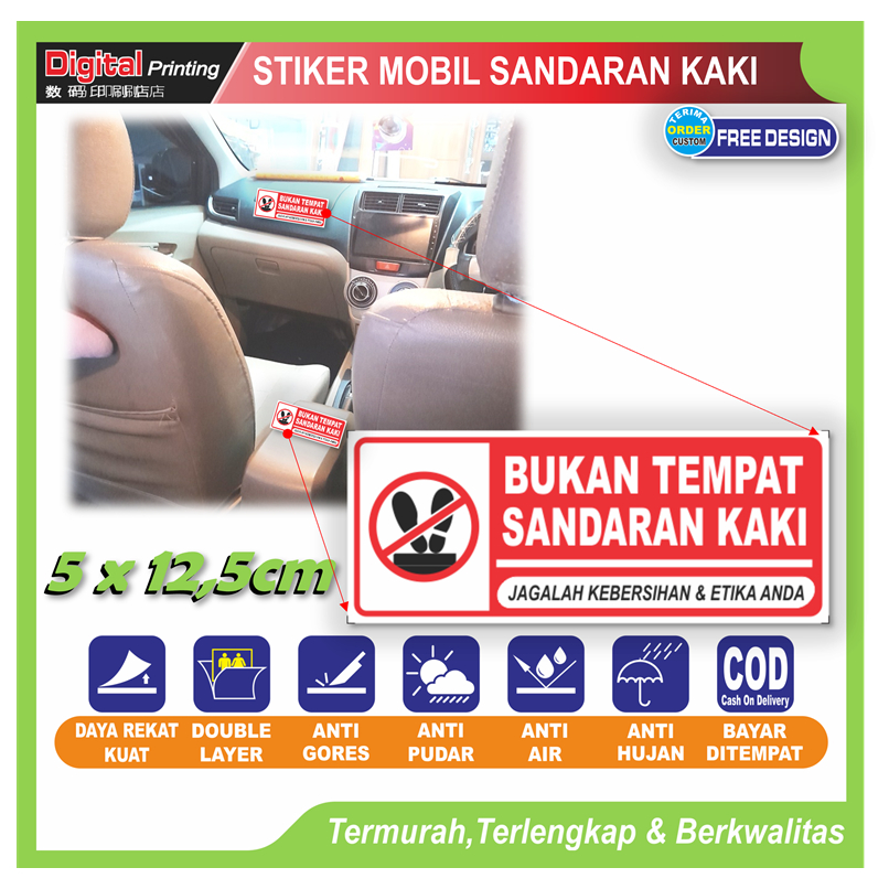

Stiker tulisan bukan sandaran kaki sticker peringatan etika sopan santun tempelan meja mobil dll