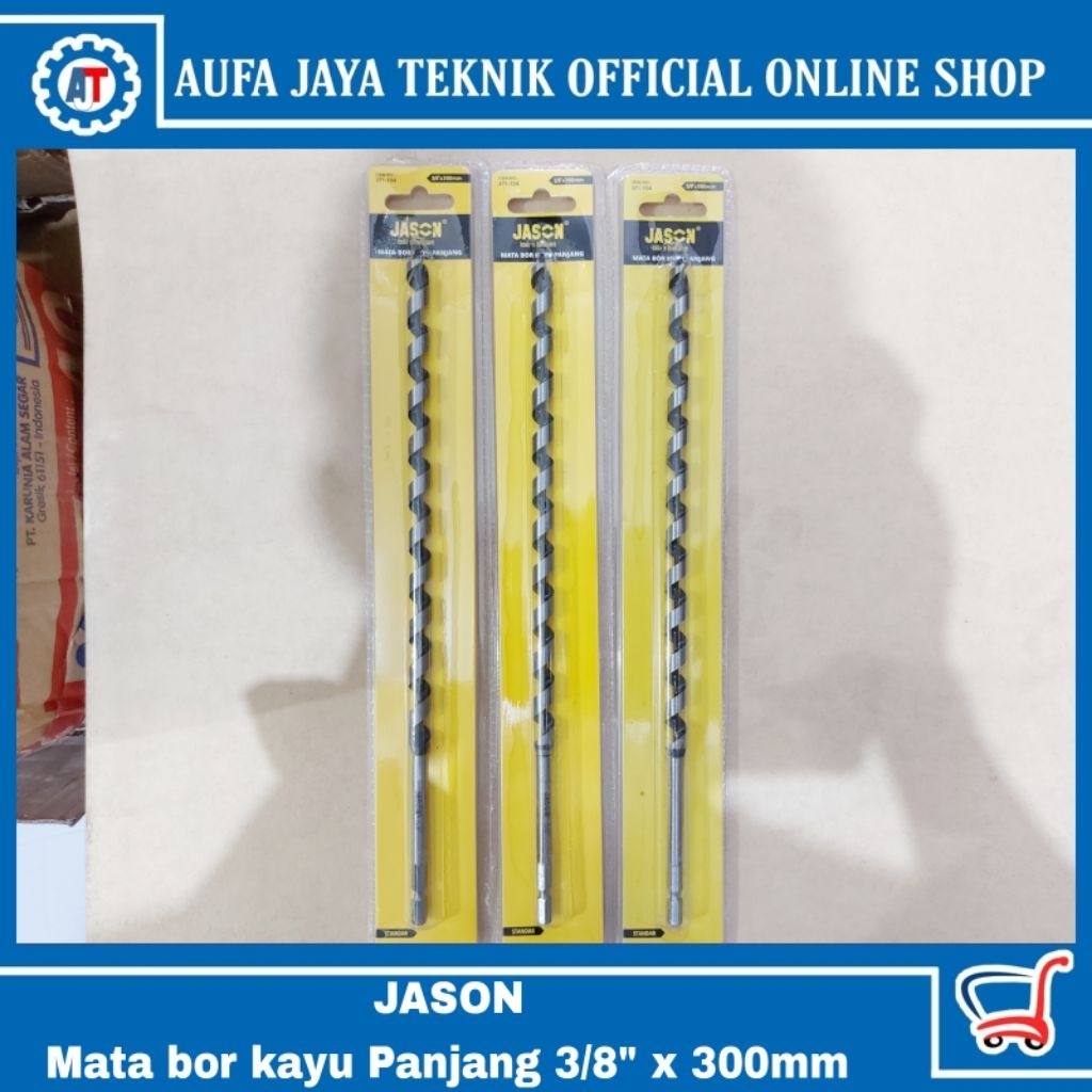 jason mata bor kayu panjang, auger bit 3/8 × 30cm