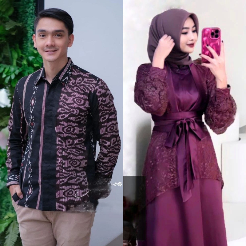 (NEW ARRIVAL) GAMIS COUPLE LEBARAN VELOXA SERIES BURGUNDY BAJU KONDANGAN - GAMIS BROKAT MAXY KOMBINA