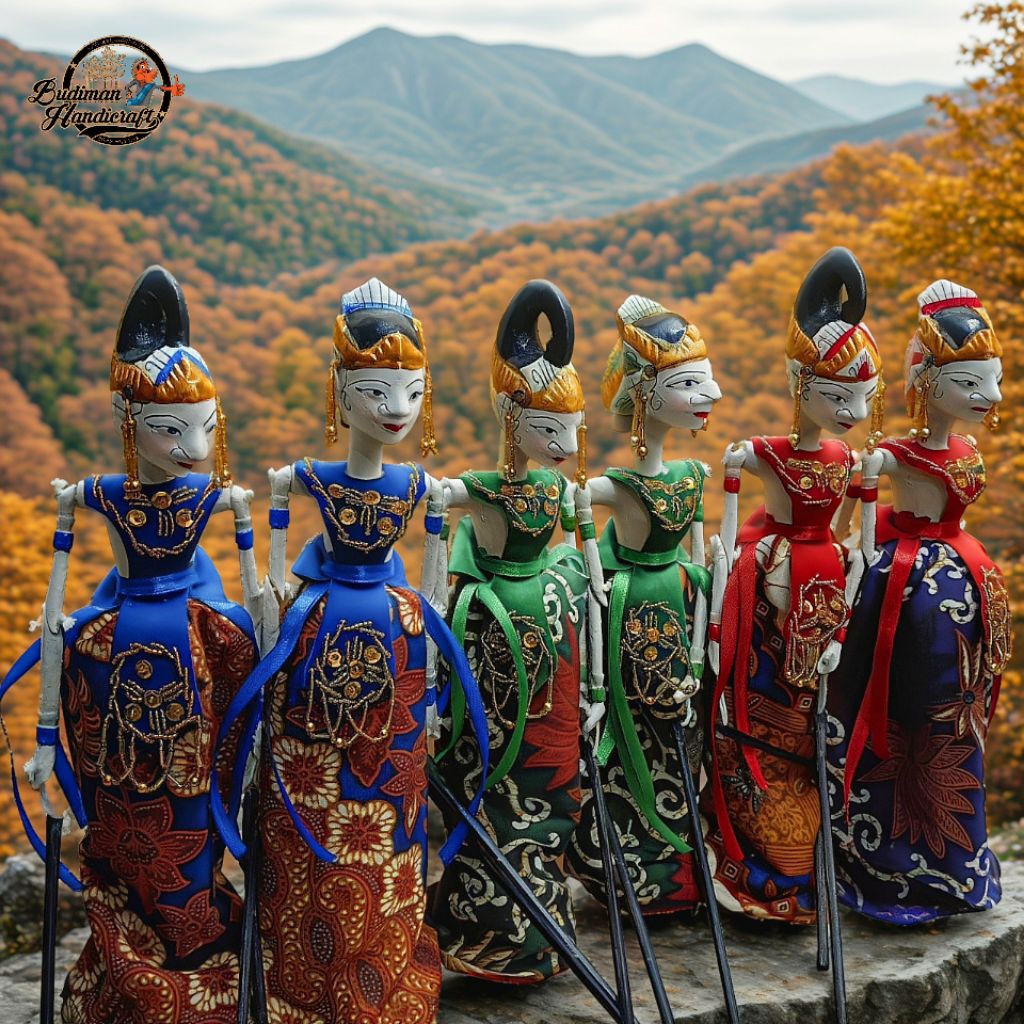 Wayang Golek Mini Couple Arjuna & Srikandi uk 30cm