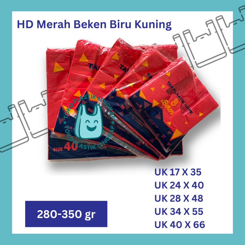 Kantong Plastik Merah Uk40/HD Merah Beken 40 {50} SGP
