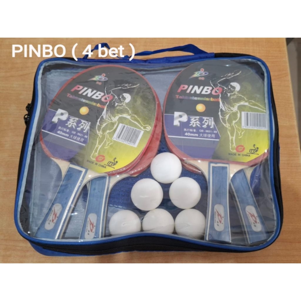 Bat tenis meja bet pingpong Pinbo set isi 4 bet