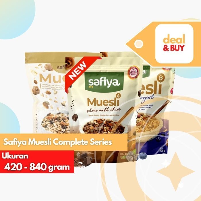 

Safiya Muesli Original Fruit & Seed - Berry Yoghurt, Sereal With Almond Premium - Choco Milk With Chiaseed