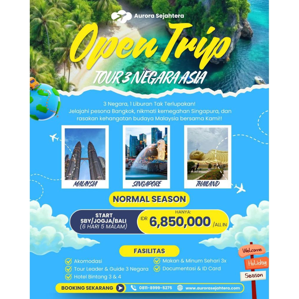 Open Trip 3 Negara Aurora Sejahtera Starting Point SBY/Jogja/Bali