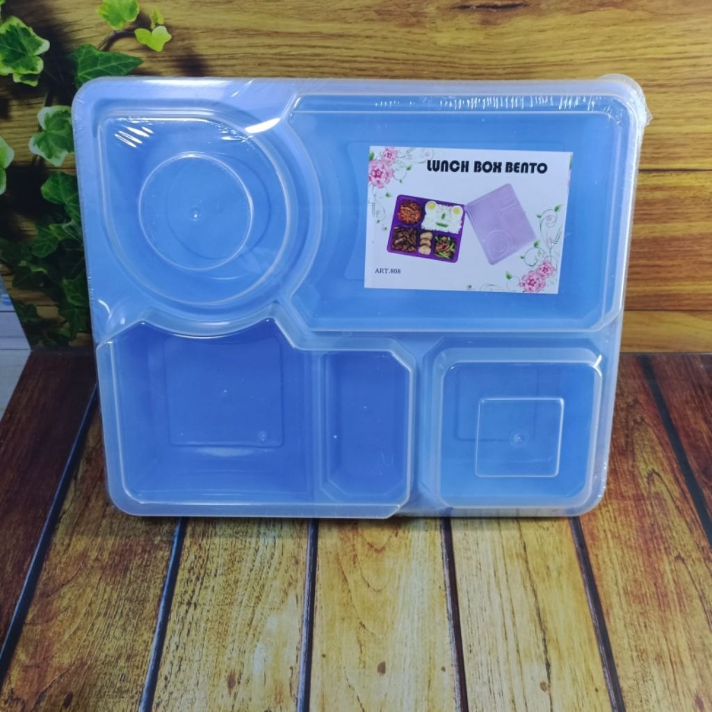 Lunch Box Bento Tempat Penyimpanan Makanan Plastik Sekat 5 Lunch Box Kotak Makan Sekat TAP 808