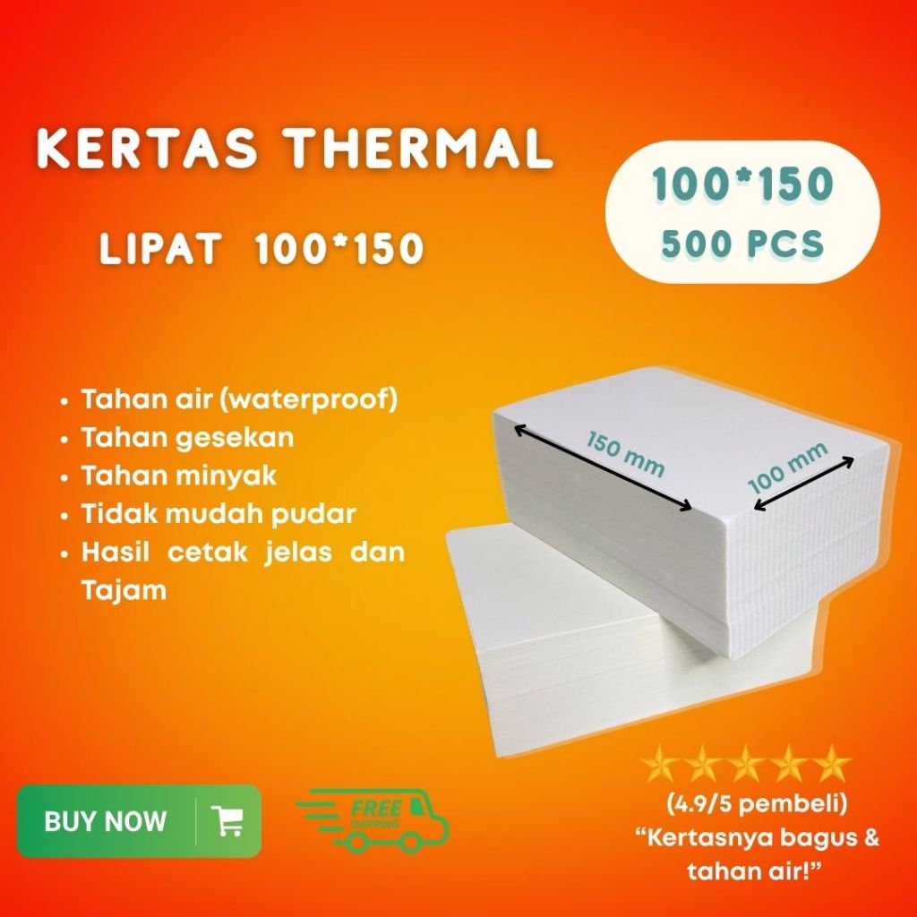 

Kertas thermal Lipat/Fold 100*150 500 pcs/roll || READY STOCK