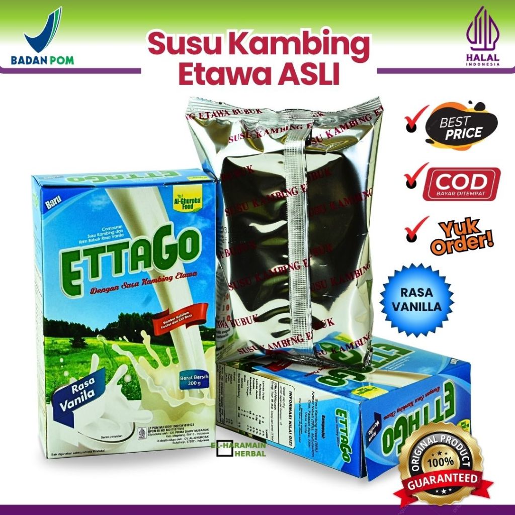 

Susu Kambing Rasa Vanilla ETTAGO 200gr Al-Ghuroba