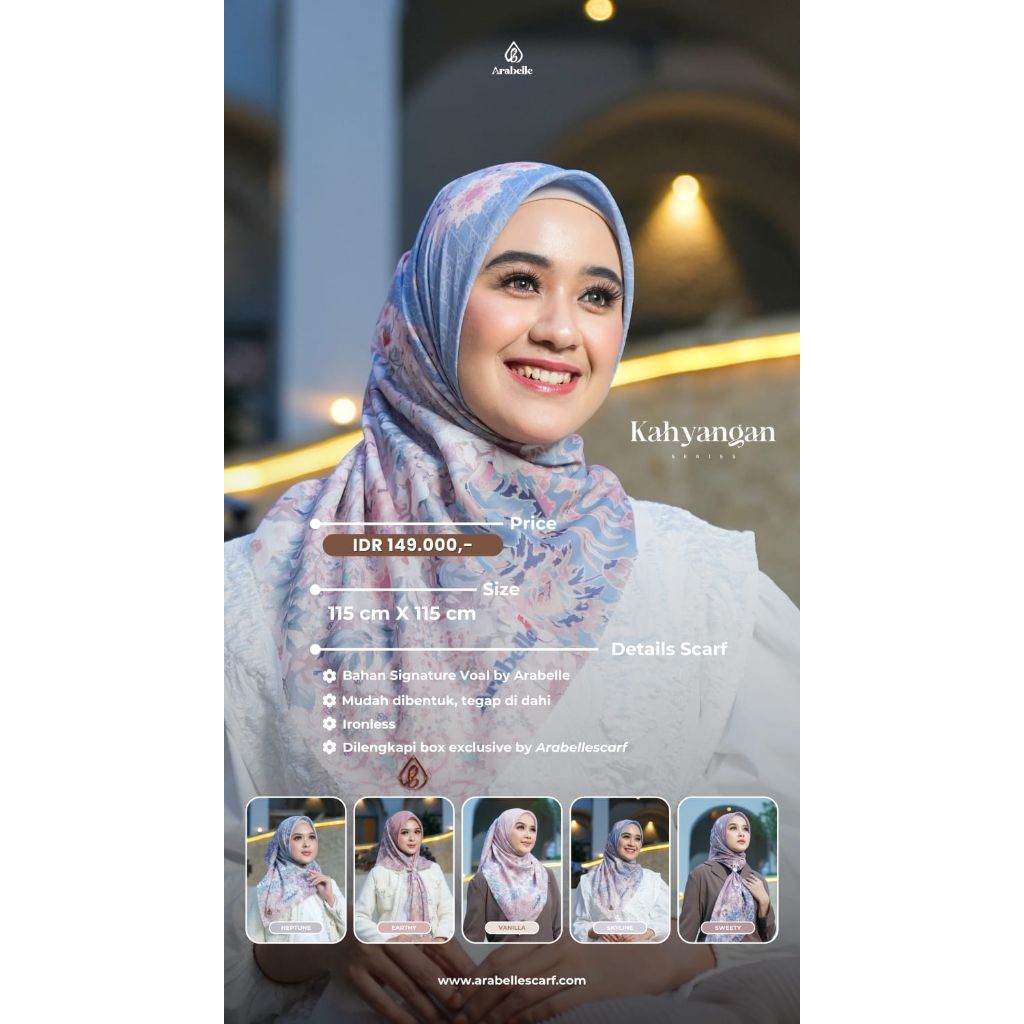 KAHYANGAN SCARF BY ARABELLE FREE BOX & TAS √ Scarf premium √ scarf cantik √ scarf arabelle