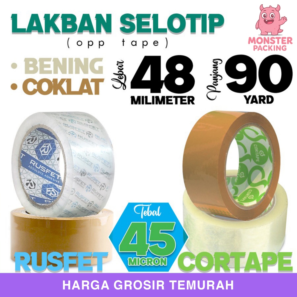

Lakban 48mm x 90yard Plakban isolasi OPP Tape Termurah