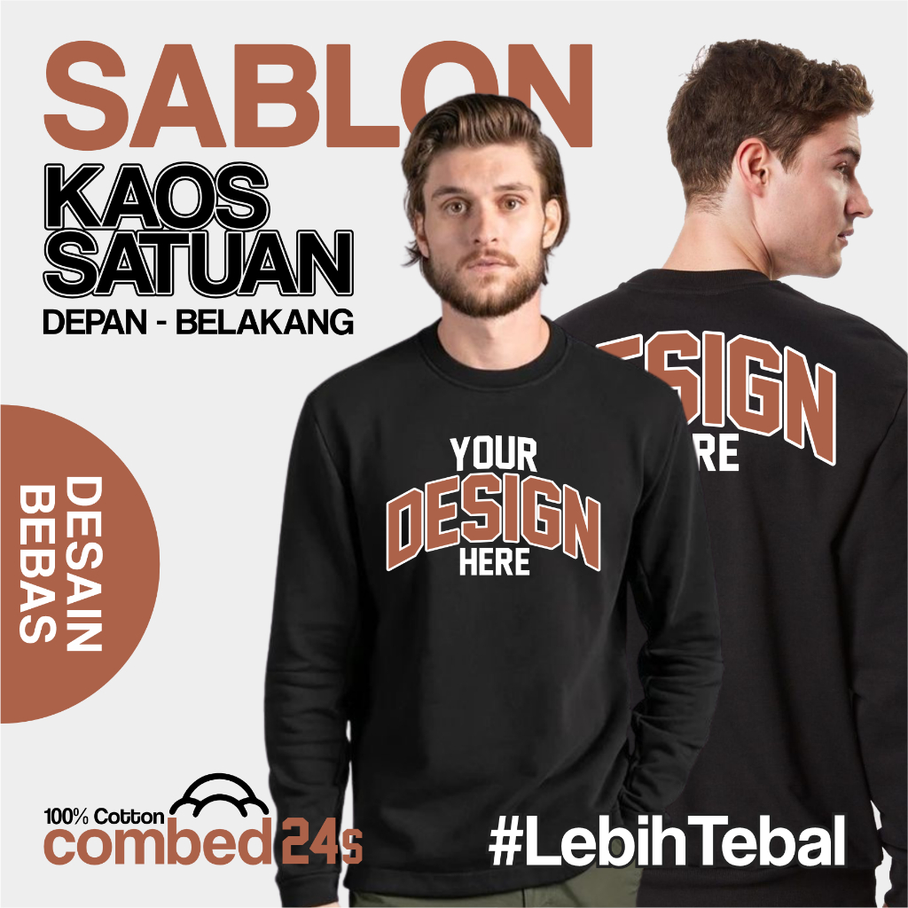 [Lebih Tebal] Sablon Kaos Custom Satuan Desain Suka-suka / Kaos Sablon Custom / Custom Kaos Sablon /