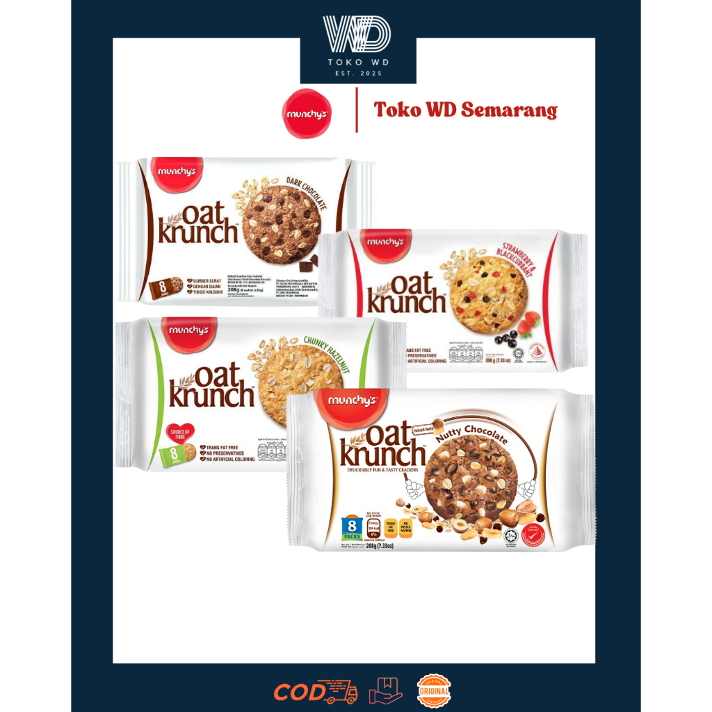 

Munchy's Oat Krunch Cookies Oats Berbagai Rasa Ukuran 208gr
