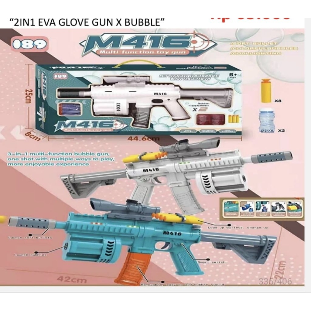Mainan anak senjata pistol M416 multifunctional gunnurf bubble pistol bubble bunyi