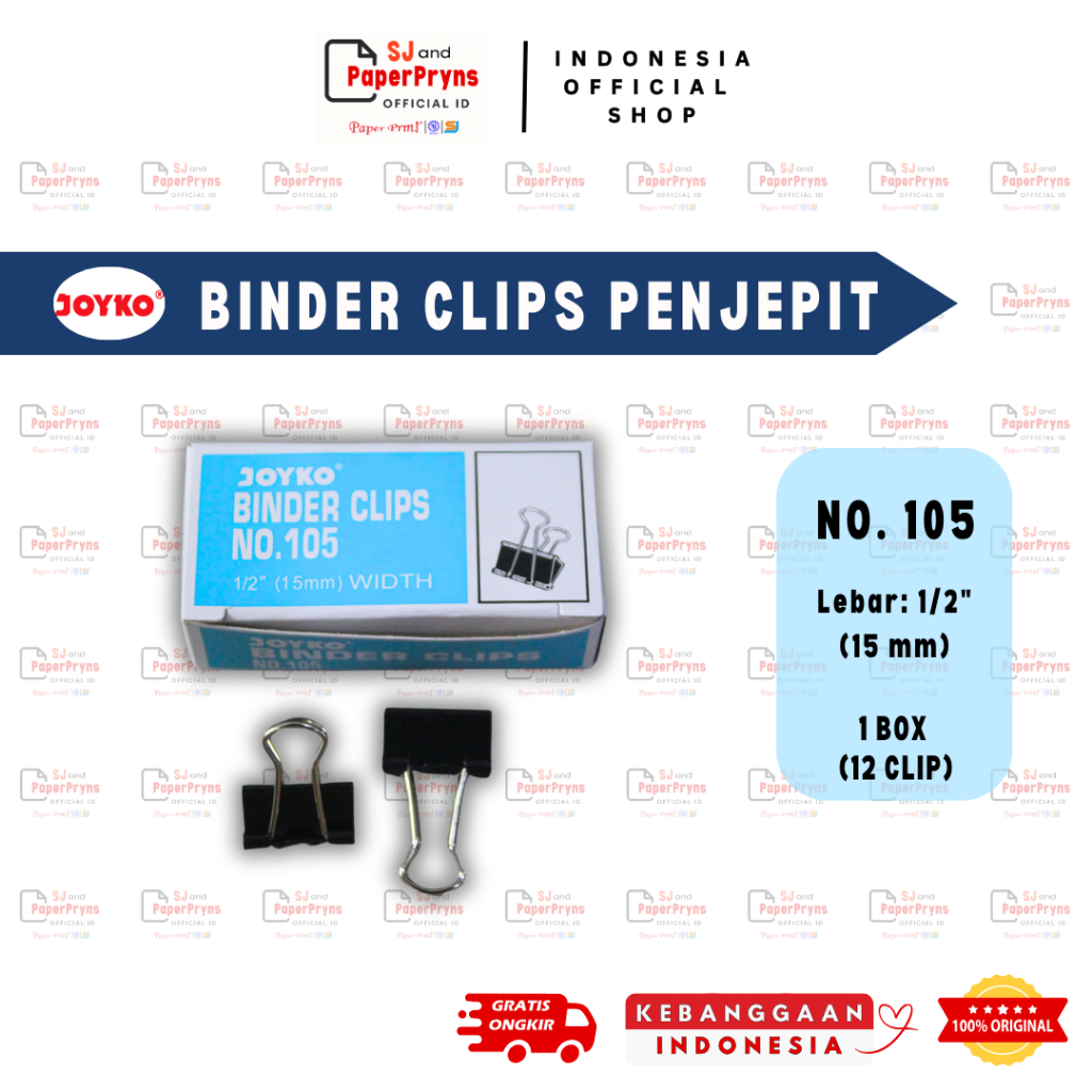 

Binder Clips Joyko No. 105 / Penjepit Dokumen 1/2” (15mm)