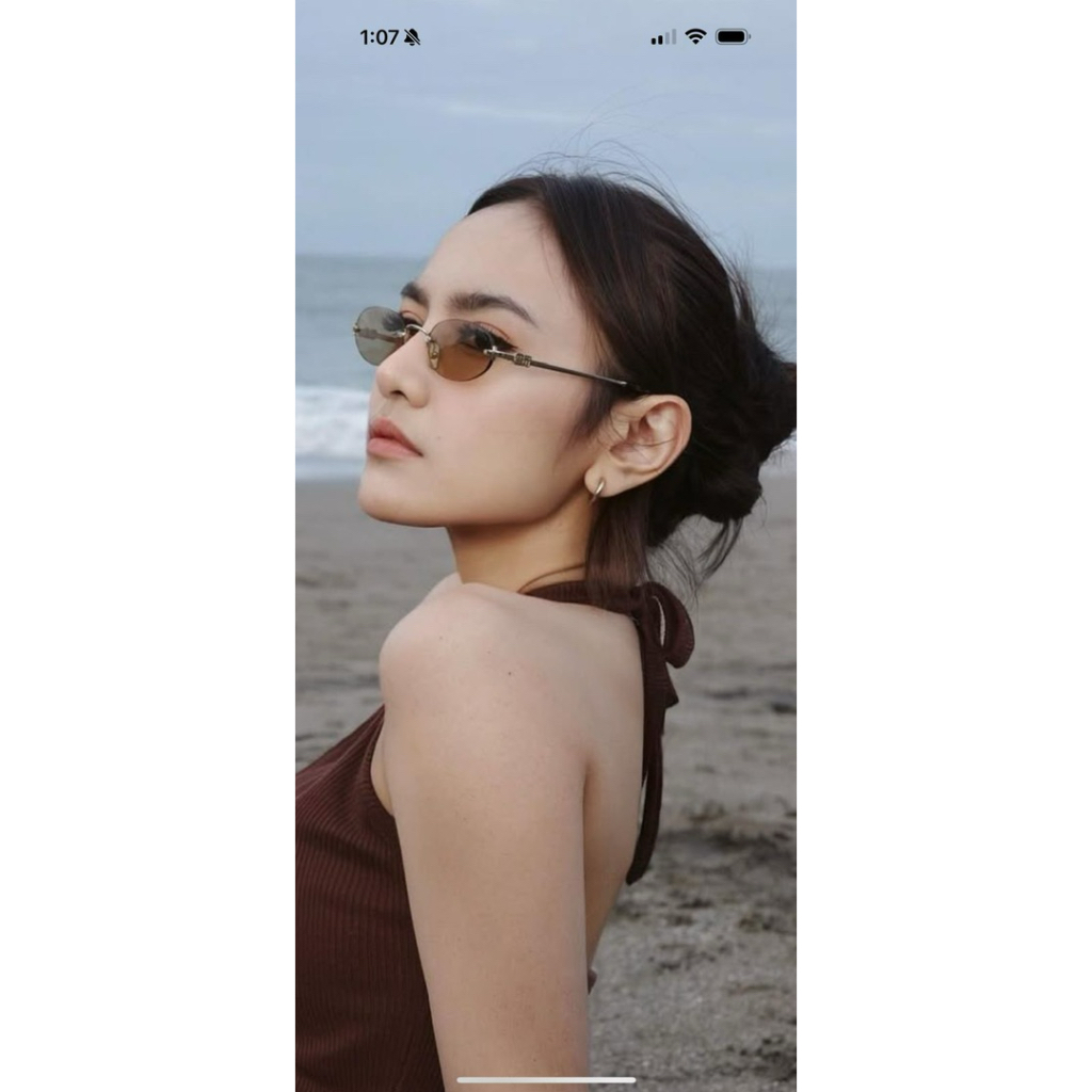 kacamata sunglasses oval frameless fashionable mahalini