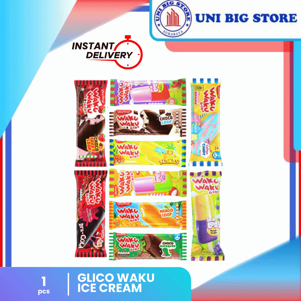 

Glico Wings WAKU WAKU Choco Dinosaur | Chocoloop | Mangoloop | Ice Lolly | Nanas Es Krim