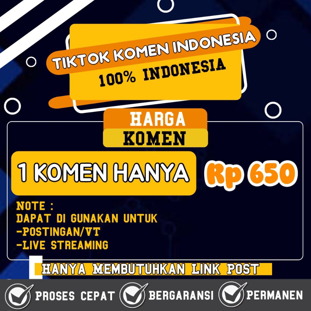 Jasa Tiktok Komen Comment Indonesia Permanen Costum