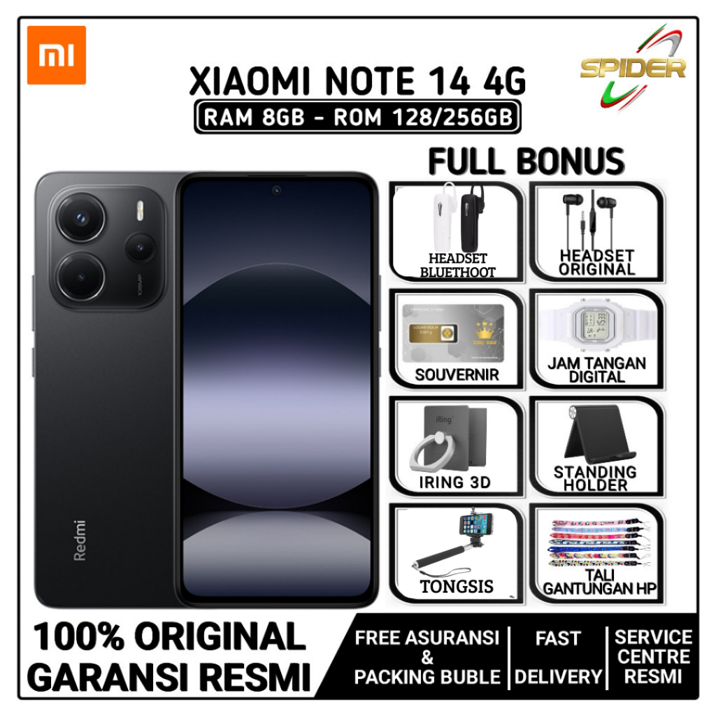 XIAOMI REDMI NOTE 14 4G & 5G NFC RAM 8/128GB |  8/256GB | 12/512GB GARANSI RESMI INDONESIA
