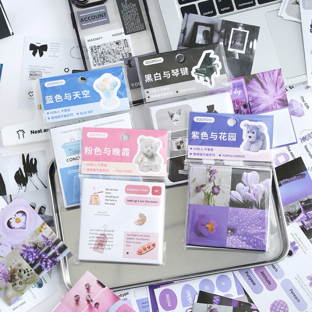 

(1FA) sticker paper washi kiss cut deco dekor journaling motif cute colorful bunga awan sky cloud flower