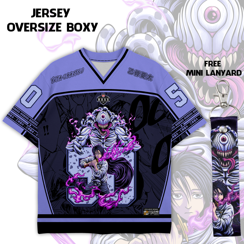 (Gratis Lanyard, Stiker) BIGBOSS Baju Jersey Anime Jujutsu Kaisen Unisex Oversize Boxy 048 Yuta