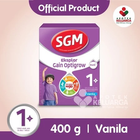 Sgm Eksplor Gain Optigrow 1 Plus Vanila 400g & 800gr#SUSU FORMULA BAYI DAN ANAK#SUSU TINGGI KALORI