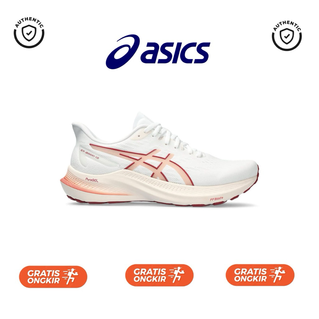 Sepatu Running ASICS GT 2000 12 White Light Garnet