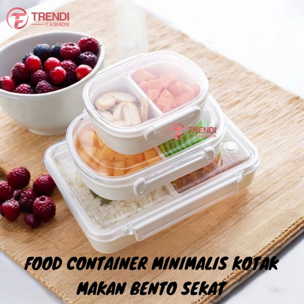 Kotak Makan Food Container Minimalis 350ml Lunch Box Bento 2 Sekat