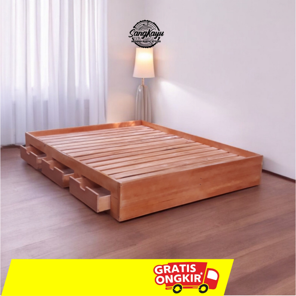 SangKayu Divan Kayu Laci 160x200 cm Dipan Kayu Laci Minimalis Divan Alas Matras