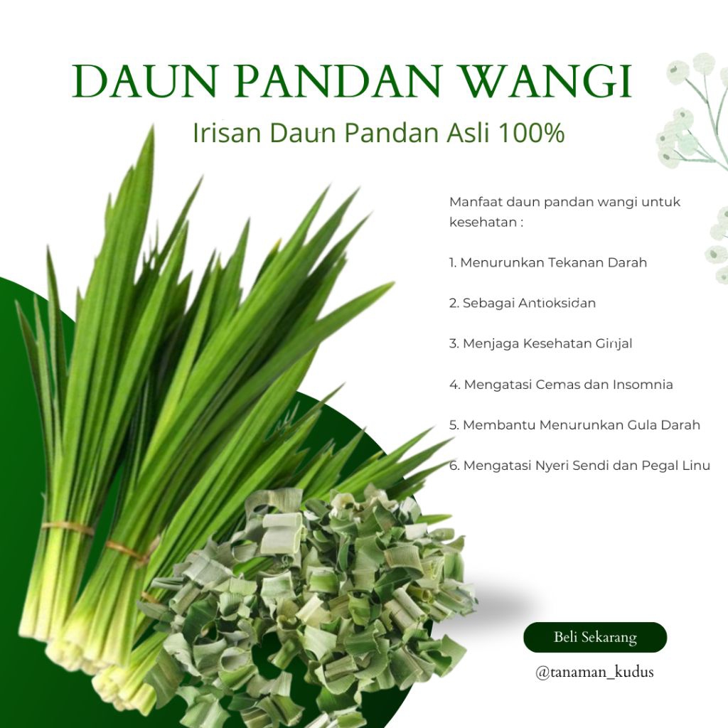 

IRISAN DAUN PANDAN WANGI KERING ASLI 50 gram