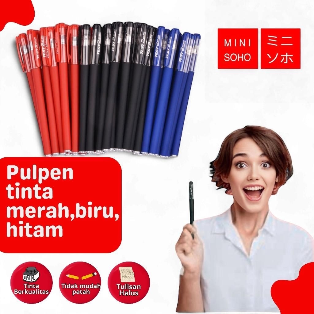 

paket hemat!! 5-10pcs pena gel bolpoint pulpen alat tulis kantor premium tinta anti macet 0,5mm