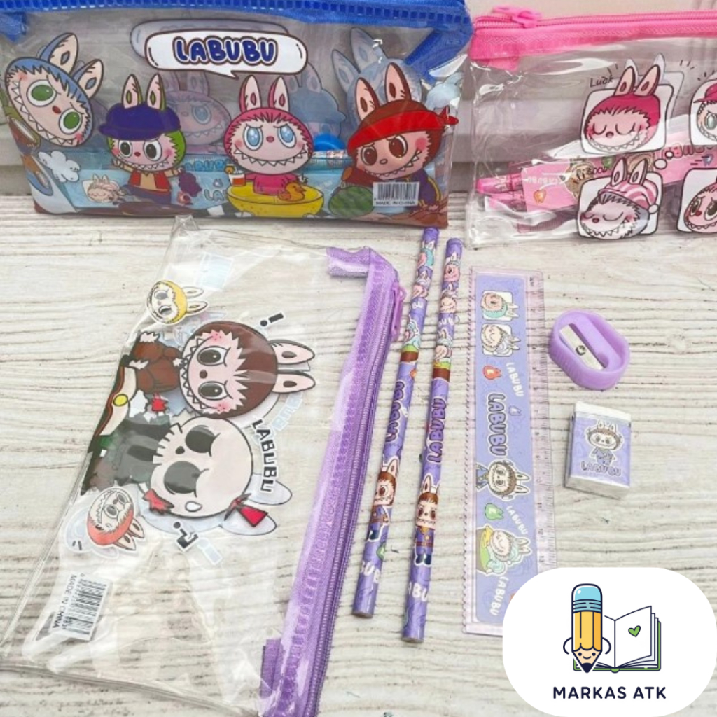 

Paket Alat Tulis Labubu The Monsters Stationery Set Lucu Gemoy Isi Pouch Pensil Pulpen Penghapus Hadiah Anak Sekolah Termurah COD