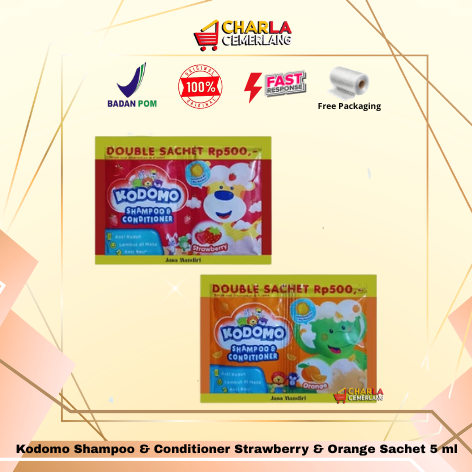 Kodomo Shampoo & Conditioner Sachet Orange & Strawberry 5 ml