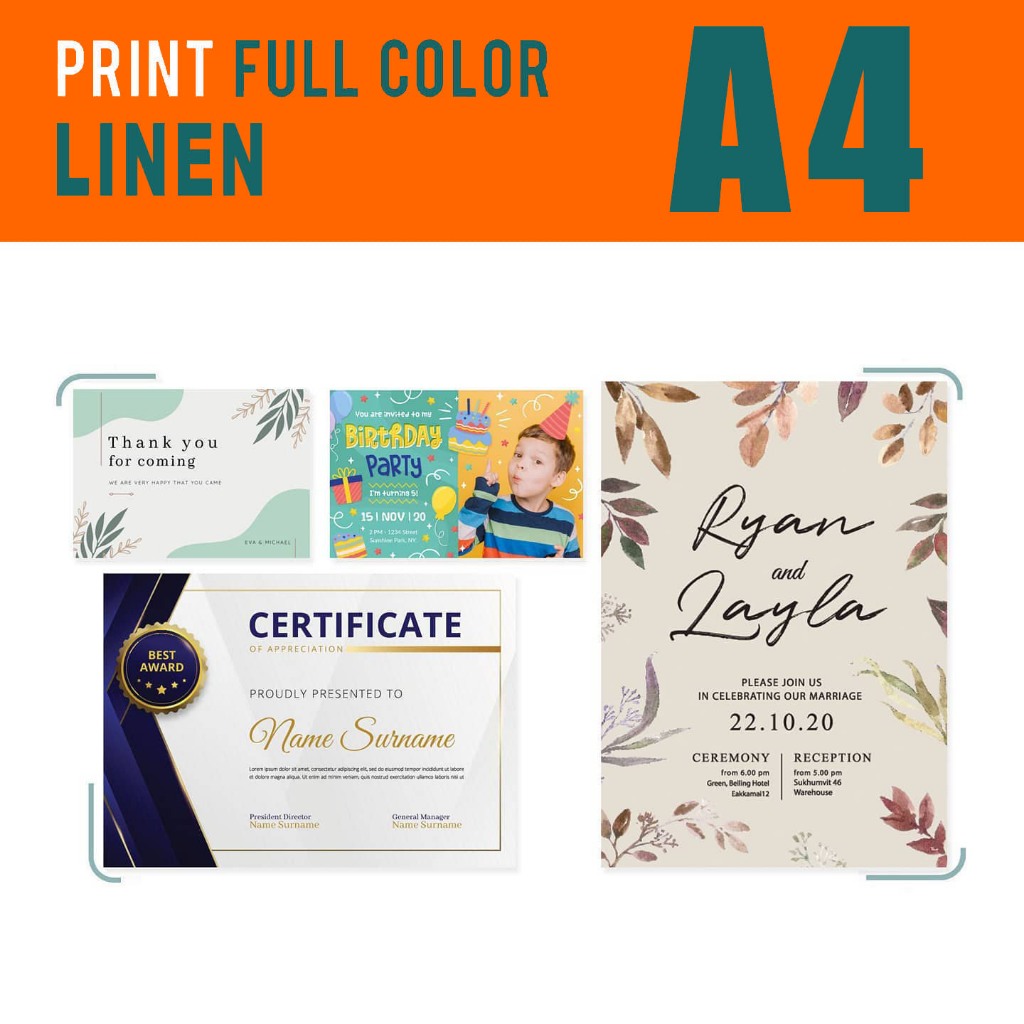 

Cetak, Print Linen A4 260gsm - Piagam, Sertifikat, Undangan Berkualitas