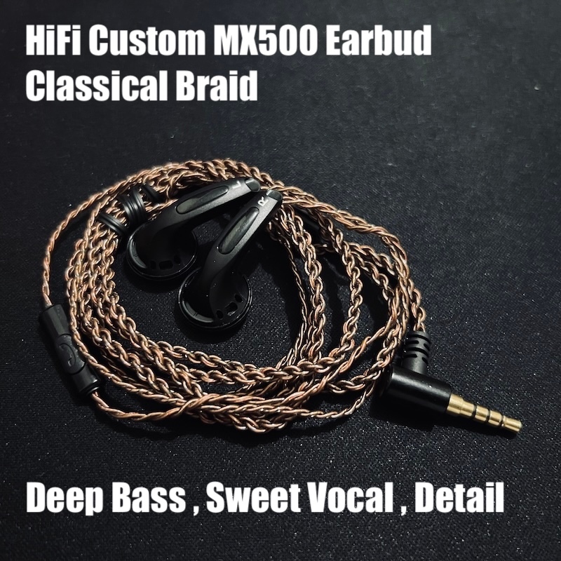 Custom Super Bass Earphone With Mic HiFi Sound Headset MX500 High Quality Braid Cable Headphone