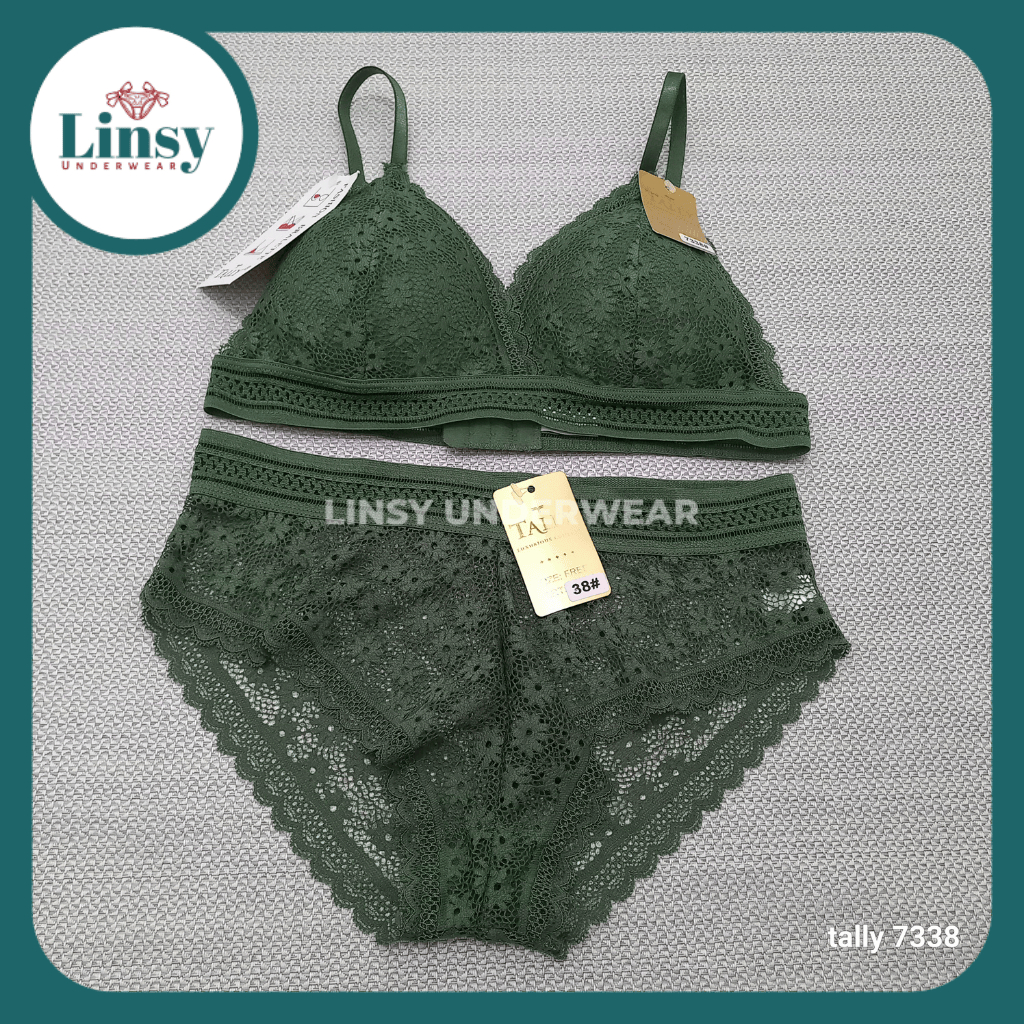 Bra Set Transparan Tally 7338 Tanpa Kawat Bh Set Seksi Wanita BH Cd Setelan Renda
