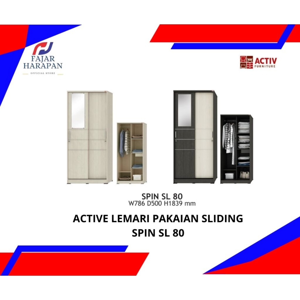 ACTIVE LEMARI PAKAIAN SLIDING SPIN SL 80