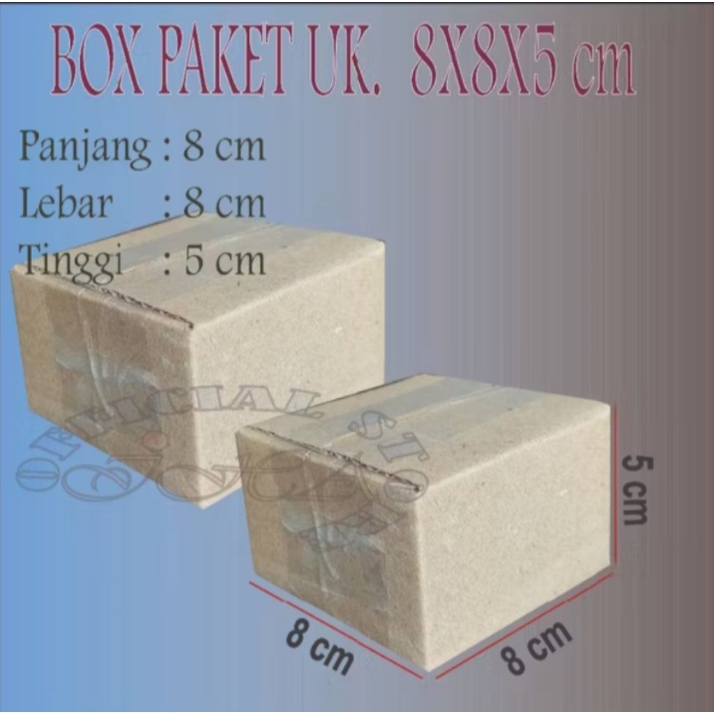 

Kardus ukuran 8×8×5 cm, Box packing paket online