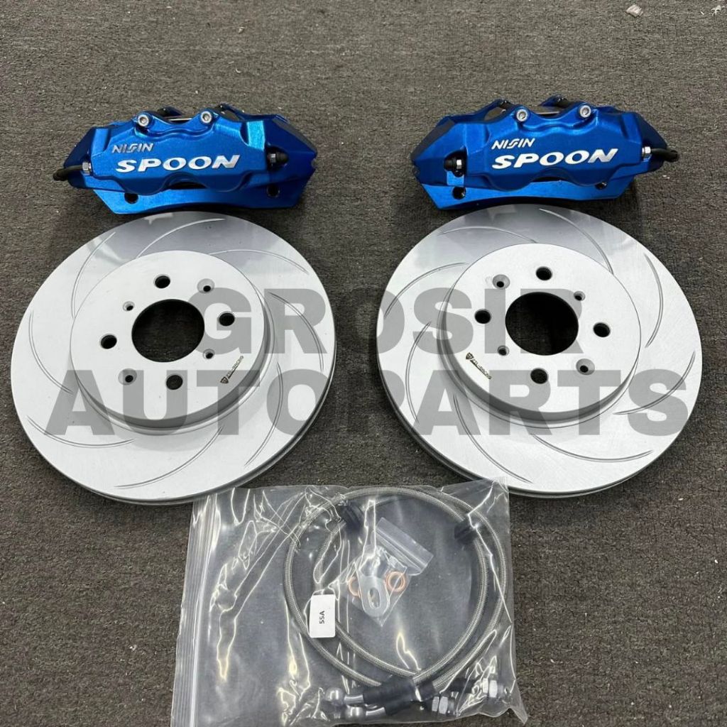 BBK Depan Big Brake Kit Nisin Spoon 4 POT Honda Jazz Cocok untuk Velg R15 Ukuran rotor 285mm