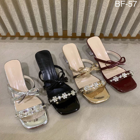 Fashin sendal heels tumit kaca 4cm glossy 36-40 BF-57